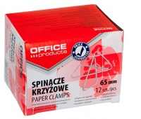 Spinacze krzyżowe OFFICE PRODUCTS, 65mm, 12szt., srebrne, Spinacze, Drobne akcesoria biurowe