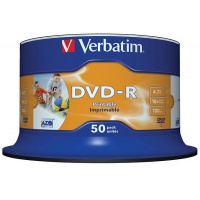 Płyta DVD-R VERBATIM AZO, 4,7GB, prędkość 16x, cake, 50szt., do nadruku, Nośniki danych, Akcesoria komputerowe
