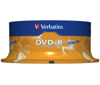 Płyta DVD-R VERBATIM AZO, 4,7GB, prędkość 16x, cake, 25szt., srebrny mat, Nośniki danych, Akcesoria komputerowe