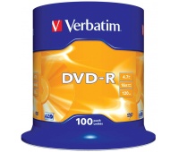 Płyta DVD-R VERBATIM AZO, 4,7GB, prędkość 16x, cake, 100szt., srebrny mat, Nośniki danych, Akcesoria komputerowe