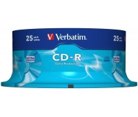 Płyta CD-R VERBATIM, 700MB, prędkość 52x, cake, 25szt., ekstra ochrona, Nośniki danych, Akcesoria komputerowe