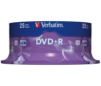 Płyta DVD+R VERBATIM AZO, 4,7GB, prędkość 16x, cake, 25szt., srebrny mat, Nośniki danych, Akcesoria komputerowe
