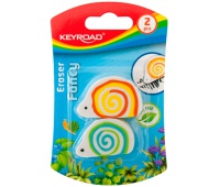 Universal eraser, KEYROAD Snail, 3 pcs, blister, assorted colours