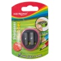 Pencil sharppener, KEYROAD, plastic, two-hole, with eraser, blister, assorted colours