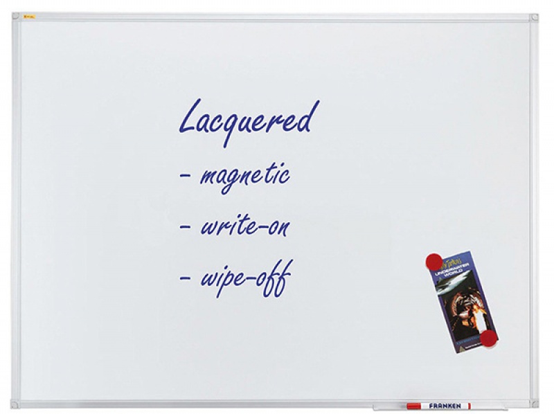 Dry-wipe & magnetic whiteboard, FRANKEN Xtra!Line, 150x100cm, lacquered, aluminum frame.