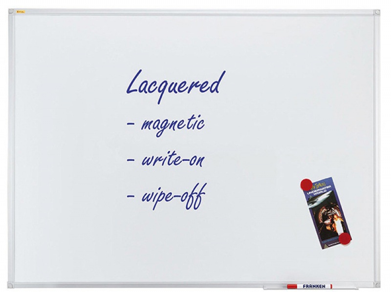 Dry-wipe & magnetic whiteboard, FRANKEN Xtra!Line, 200x100cm, lacquered, aluminum frame.