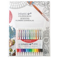 Set of automatic ballpoint pens, pouch case, PENAC Inketti, 0.5mm, 12pcs, book, assorted colours