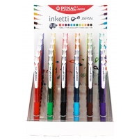 Automatic ballpoint pen display, PENAC Inketti, 0.5mm, 36 pcs, assorted colours