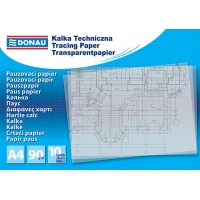 Kalka techniczna DONAU, A4, 10szt., 90gsm, transparentna, Kalki, Papier i etykiety