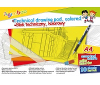 Technical drawing pad, GIMBOO, A4, 10 sheets, 150gsm, assorted colours