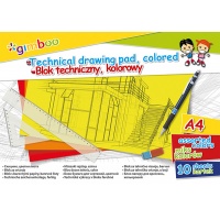 Blok techniczny GIMBOO, A4, 10 kart., 150gsm, mix kolorów, Bloki, Artykuły szkolne