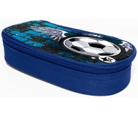 Pencil bag, DONAU Soccer Style, without contents, oval, 20x7.4x4cm, blue