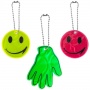 Set of reflective gadgets, 5 stickers + 3 key rings, pendant, assorted colours