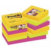 Self-adhesive memo pad, POST-IT® Super Sticky (622-12SSRIO-EU), 47,6x47,6mm, 12x90 sheets, Rio de Janeiro palette