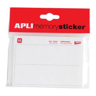 Etykiety pocztowe APLI, w bloczku, 100x30mm, 50 ark., białe, Etykiety samoprzylepne, Papier i etykiety