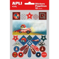 APLI Exercise book labels, pad, with stickers for boys, 12 + 1 sheets, assorted colours