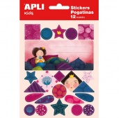 Etykiety na zeszyt APLI, w bloczku, z naklejkami dla dziewczynek, 12+1 ark., mix kolorów, Nietypowe, Artykuły szkolne