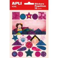 APLI Exercise book labels, pad, with stickers for girls, 12 + 1 sheets, assorted colours