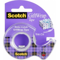 Taśma klejąca SCOTCH® Gift Wrap, do pakowania prezentów, na podajniku, 19mm, 7,5m, transparentna, Promocje, ~ Nagrody