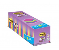 Self-adhesive memo pad, POST-IT® Super Sticky (654-SS-VP24COL), 76x76mm, 24x90 sheets, assorted colours, 3 pads for FREE