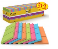 Self-adhesive memo pad, POST-IT® Super Sticky (654-SS-VP24COL), 76x76mm, 24x90 sheets, assorted colours, 3 pads for FREE