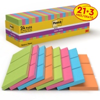 Self-adhesive memo pad, POST-IT® Super Sticky (654-SS-VP24COL), 76x76mm, 24x90 sheets, assorted colours, 3 pads for FREE