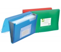 Expanding File Folders Q-CONNECT with elastic band closure , PP, A4, 6 compartments, assorted colors