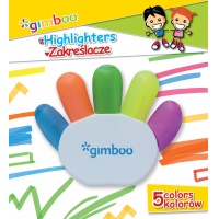 Zakreślacz GIMBOO,w kształcie rączki, blister, mix kolorów, Plastyka, Artykuły do pisania i korygowania