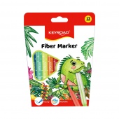Flamastry KEYROAD Fiber Marker, 12szt., na zawieszce, mix kolorów, Plastyka, Artykuły szkolne