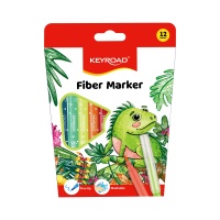 Flamastry KEYROAD Fiber Marker, 12szt., na zawieszce, mix kolorów, Plastyka, Artykuły szkolne