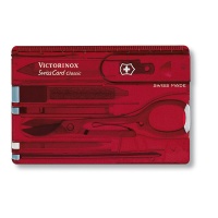 Scyzoryk VICTORINOX Swisscard Classic, celidor, 82mm, transparentny czerwony, Scyzoryki, Ochrona indywidualna