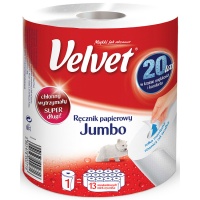 Ręcznik w roli celulozowy VELVET Jumbo, 2-warstwowy, 520 listków, biały, Ręczniki papierowe i dozowniki, Artykuły higieniczne i dozowniki