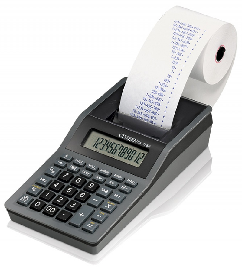 Kalkulator drukujący CITIZEN CX-77BNN, 12-cyfrowy, 200x102mm, czarno-antracytowy