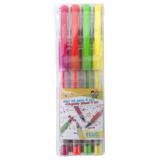 Gel Pen GIMBOO Fluo, 4 pcs, pendant packaging, assorted colors