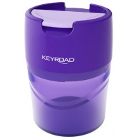 Pencil sharpener KEYROAD Robby, aluminium, double, with container, display packing, color mix