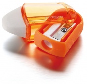 Pencil sharpener KEYROAD Twist, plastic, single, with eraser, display packing, color mix