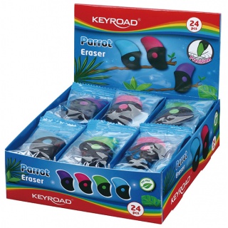 Gumka uniwersalna KEYROAD Parrot, display, mix kolorów, Plastyka, Artykuły szkolne