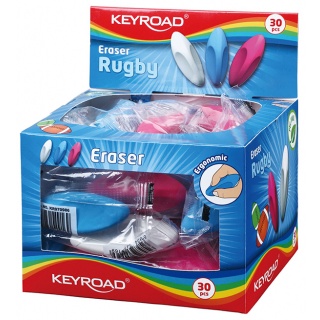Gumka uniwersalna KEYROAD Rugby, display, mix kolorów, Plastyka, Artykuły szkolne