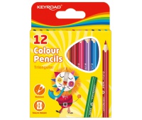 Kredki ołówkowe KEYROAD Mini, trójkątne, 12szt., mix kolorów, Plastyka, Artykuły szkolne