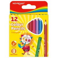 Kredki ołówkowe KEYROAD Mini, trójkątne, 12szt., mix kolorów, Plastyka, Artykuły szkolne
