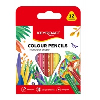 Kredki ołówkowe KEYROAD Mini, trójkątne, 12szt., mix kolorów, Plastyka, Artykuły szkolne