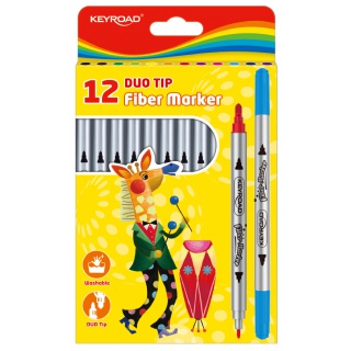 Flamastry KEYROAD Duo, 12szt., na zawieszce, mix kolorów, Plastyka, Artykuły szkolne