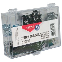 Zestaw biurowy (pinezki, klipy i spinacze) OFFICE PRODUCTS, mix 153szt., czarny, Zestawy, Drobne akcesoria biurowe
