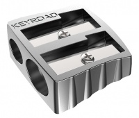 Pencil sharpener KEYROAD, aluminium, double, display packing, silver