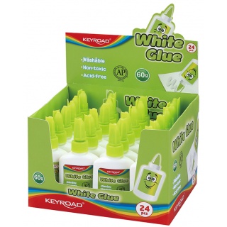 Klej biały KEYROAD, 60g, pakowany na displayu, Kleje, Drobne akcesoria biurowe