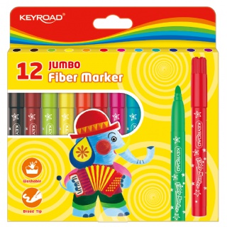 Flamastry KEYROAD Jumbo, 12szt., na zawieszce, mix kolorów, Plastyka, Artykuły szkolne