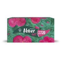 Chusteczki kosmetyczne celulozowe VELVET Art, 3-warstwowe, 120 listk&oacute;w, białe, Ręczniki papierowe i dozowniki, Artykuły higieniczne i dozowniki