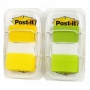 Zestaw zakładek indeksujących Post-it® (6923SP-45PO), pp, 25,4x43,1mm, 2x50 kart., żółty/zielony, Bloczki samoprzylepne, Papier i etykiety