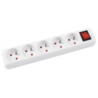 Extension Leads OFFICE PRODUCTS, 5 sockets, 5m, switch, white