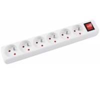 Extension Leads OFFICE PRODUCTS, 6 sockets, 3m, switch, white